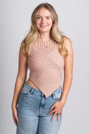 Asymmetrical sweater tank top blush