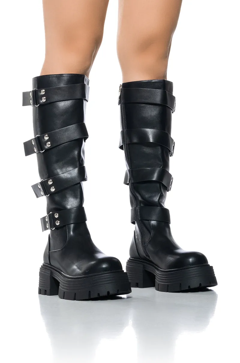 AZALEA WANG GLAD BLACK INDUSTIRAL CHUNKY BOOT