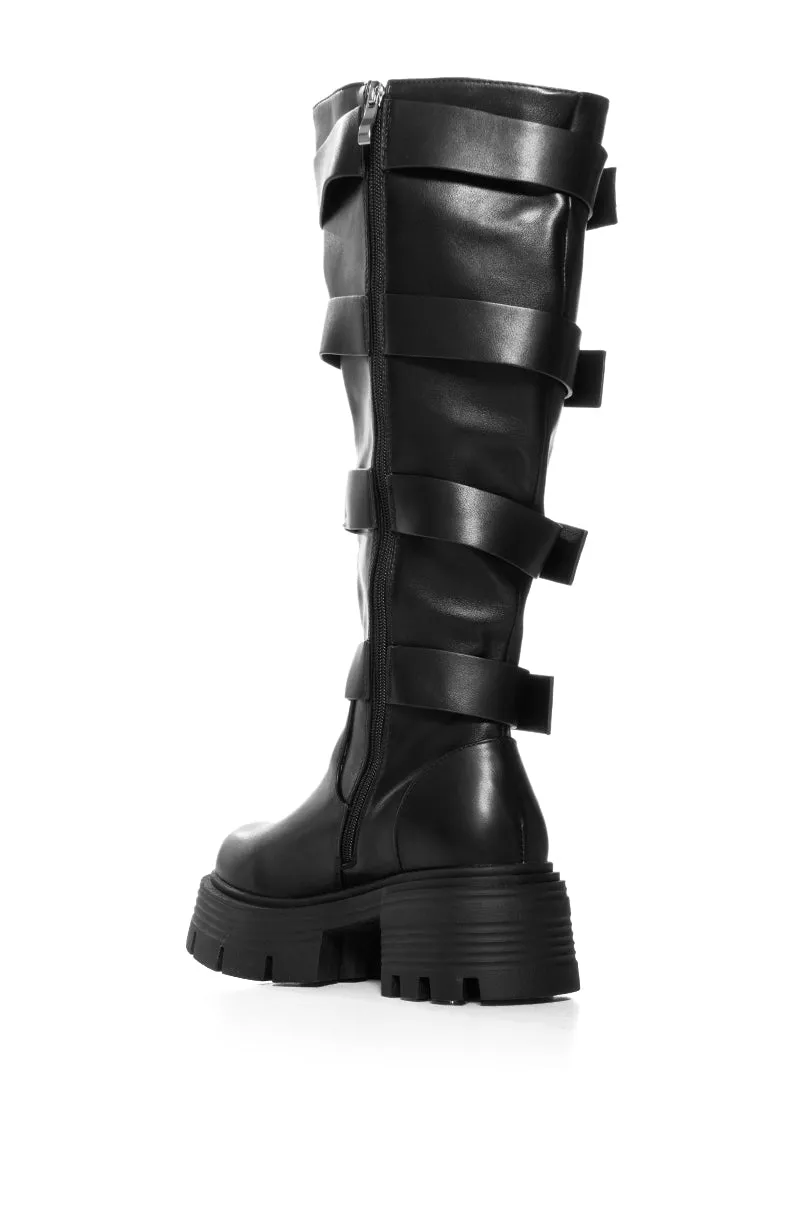 AZALEA WANG GLAD BLACK INDUSTIRAL CHUNKY BOOT