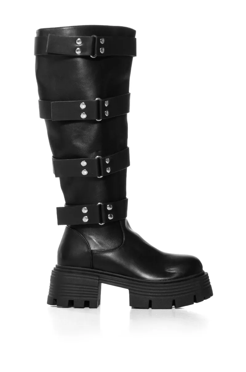 AZALEA WANG GLAD BLACK INDUSTIRAL CHUNKY BOOT