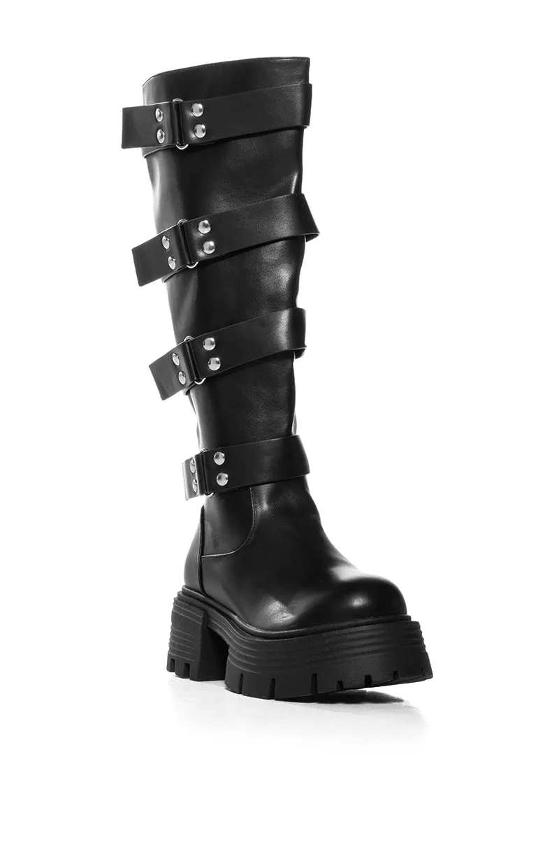 AZALEA WANG GLAD BLACK INDUSTIRAL CHUNKY BOOT