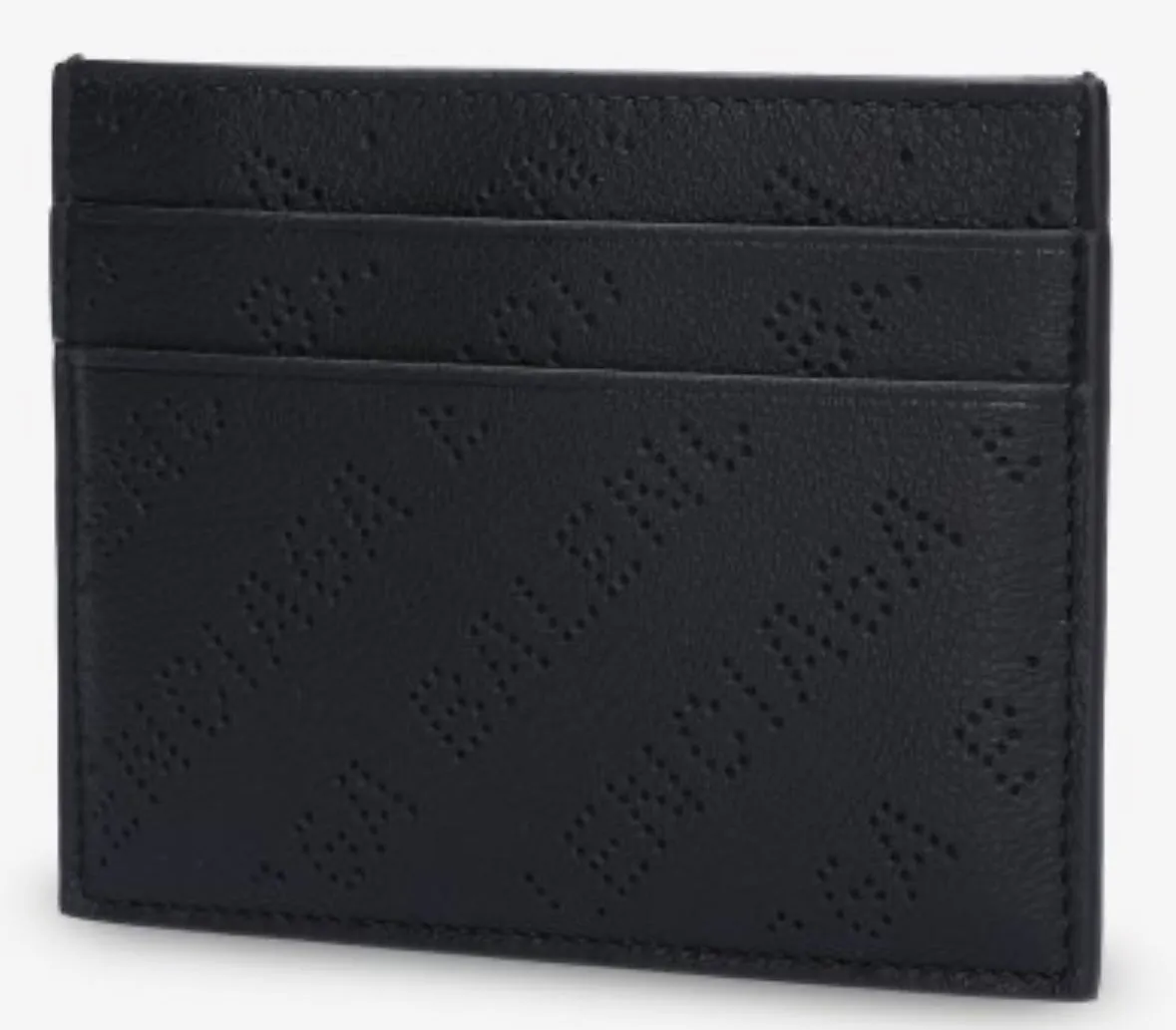 Balenciaga Cash Card Holder Black Logo Perforated Smooth Calfskin