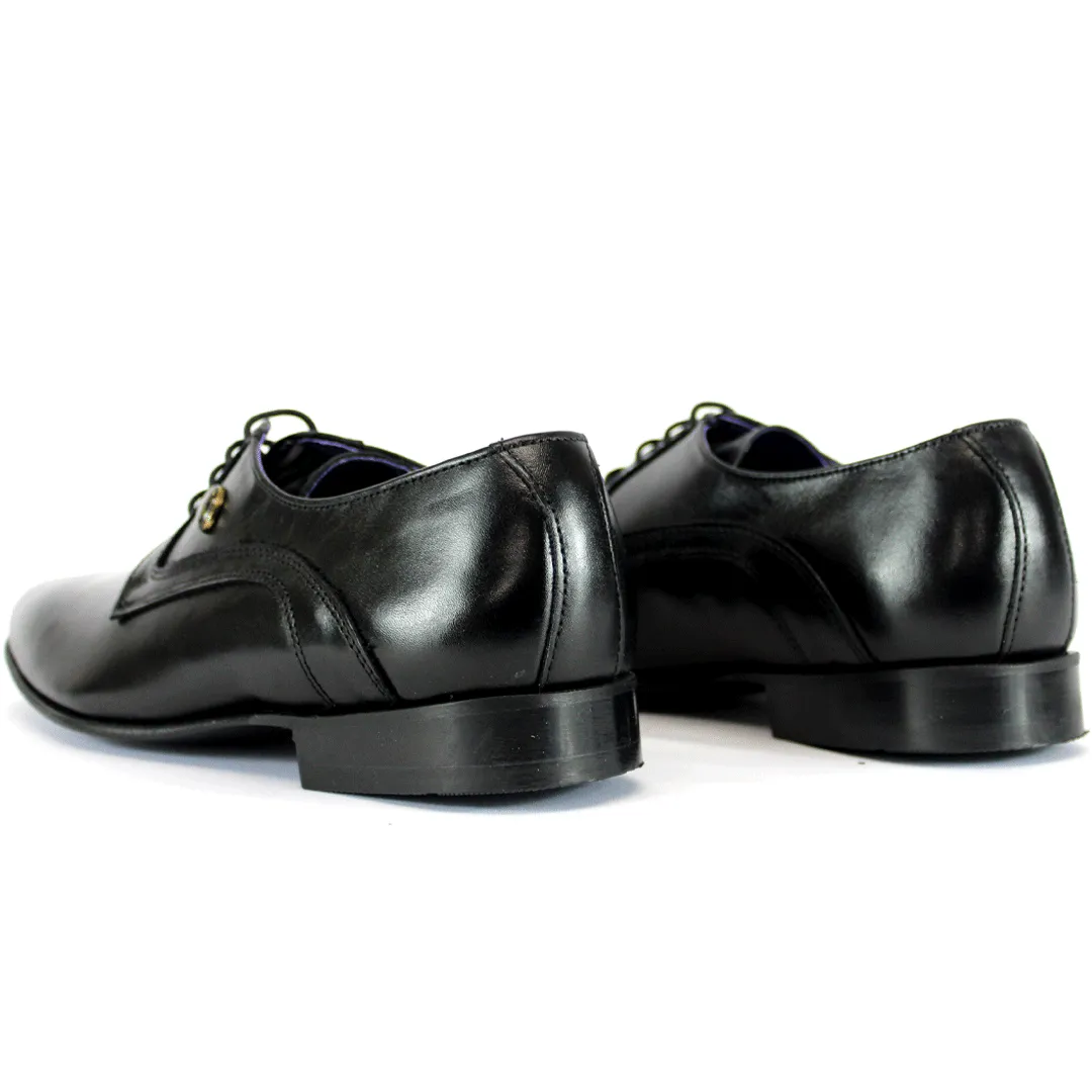 Bishop Leather Black Plain Derby Shoe