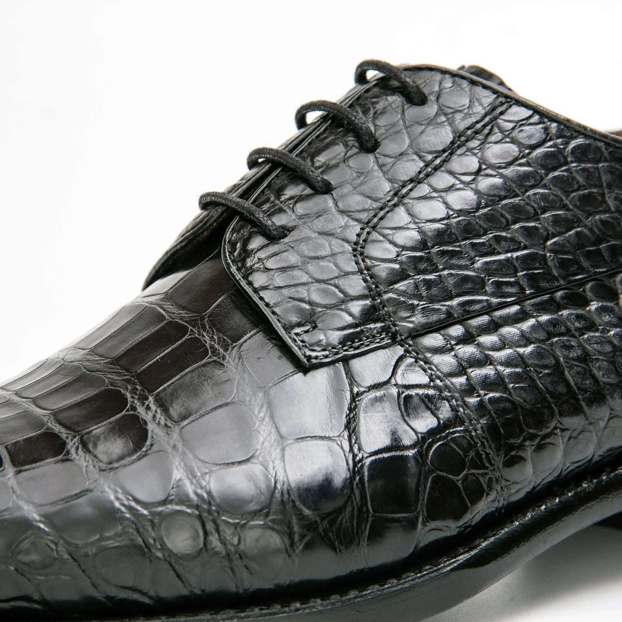 Black Crocodile Derby Shoes