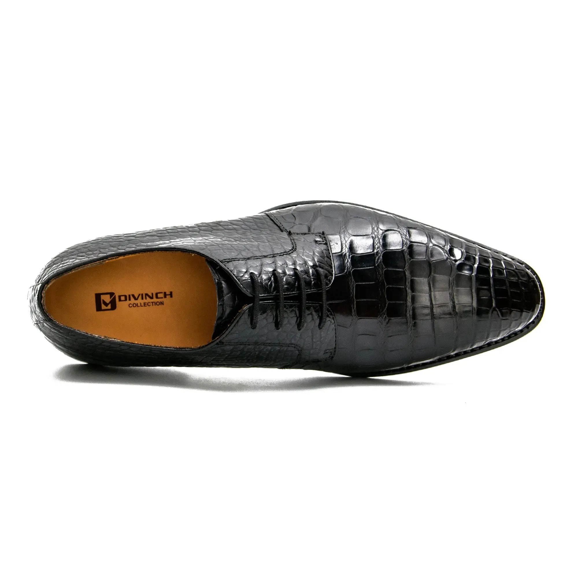 Black Crocodile Derby Shoes