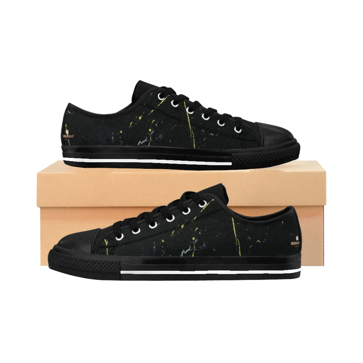 Black Marble Men's Sneakers, Best Designer Low Top Shoes Running Tennis Shoes Footwear