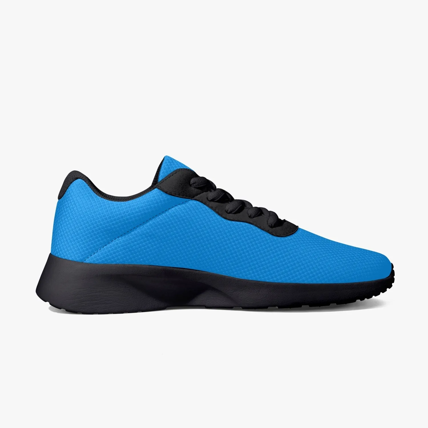 Blue Color Mesh Sneakers, Soft Solid Color Best Lifestyle Unisex Casual Designer Mesh Running Shoes With Black Soles