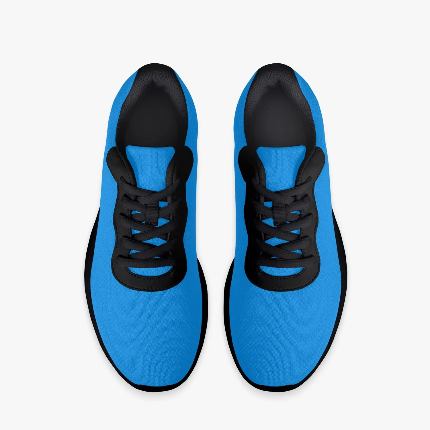 Blue Color Mesh Sneakers, Soft Solid Color Best Lifestyle Unisex Casual Designer Mesh Running Shoes With Black Soles