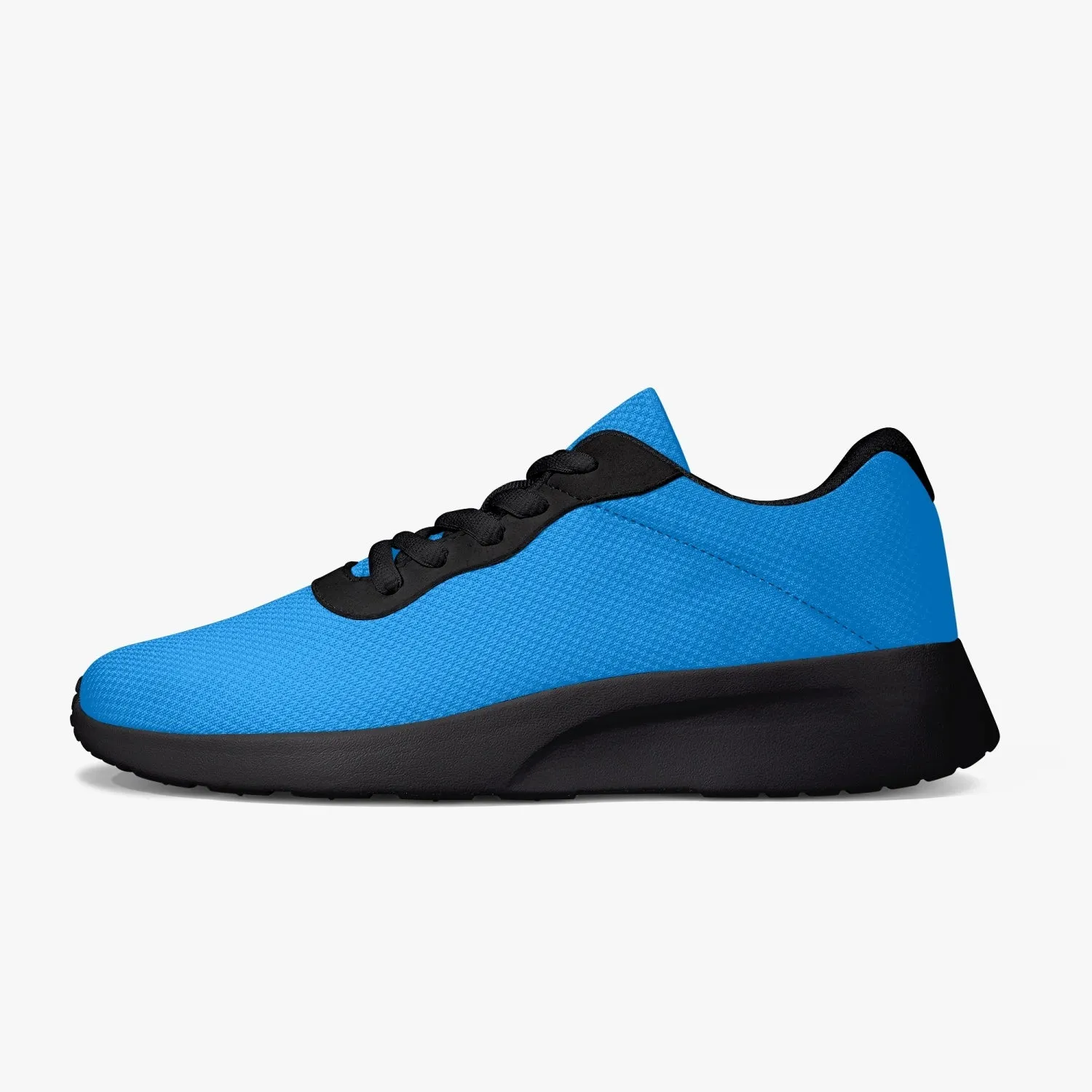 Blue Color Mesh Sneakers, Soft Solid Color Best Lifestyle Unisex Casual Designer Mesh Running Shoes With Black Soles