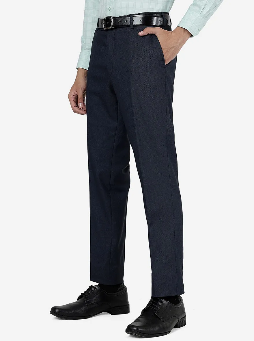 Blue Solid Super Slim Fit Formal Trouser | Greenfibre