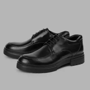 BRIO Genuine Leather Moc Toe Derbys – Black