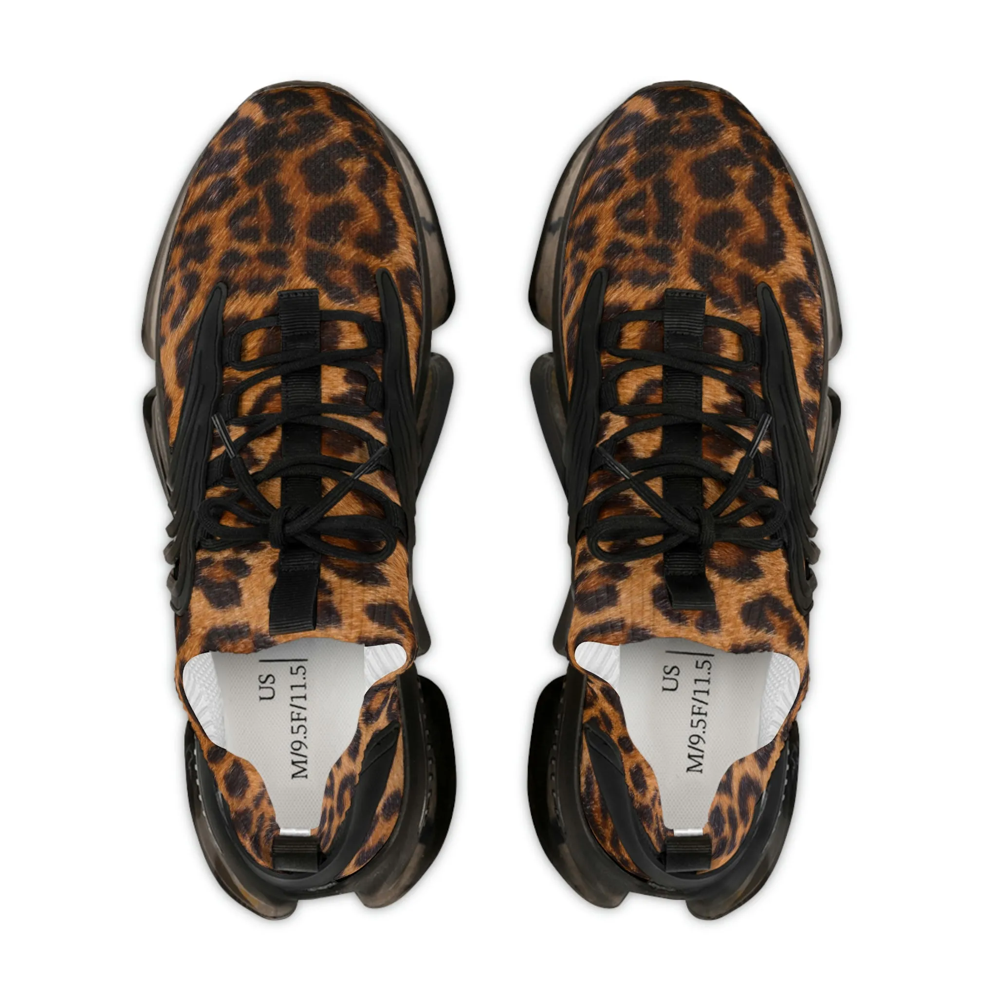 Brown Leopard Print Men's Shoes, Animal Print Best Comfy Men's Mesh Sports Sneakers