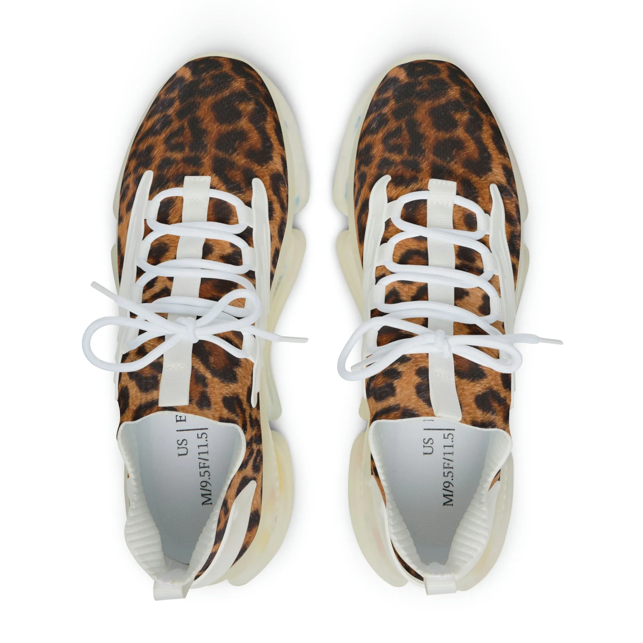 Brown Leopard Print Men's Shoes, Animal Print Best Comfy Men's Mesh Sports Sneakers