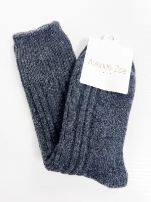 Cable Knit Crew Socks