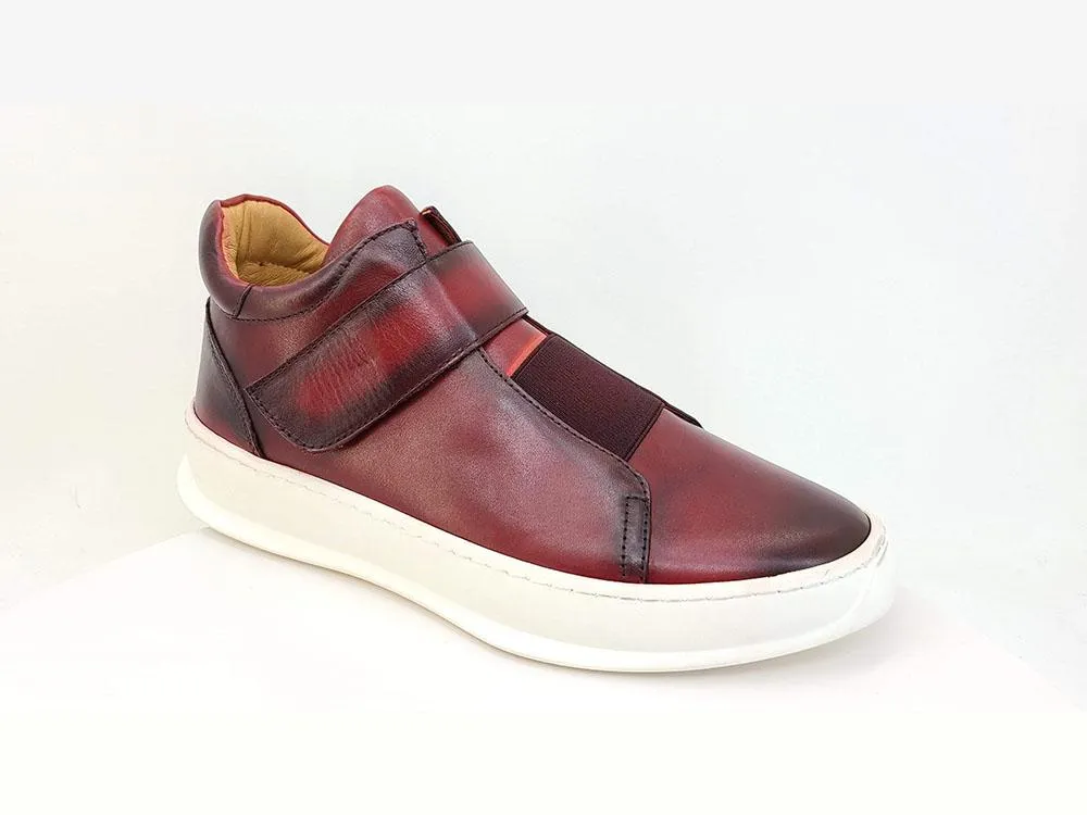 Calfskin High Top Sneaker Burgundy