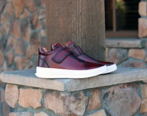 Calfskin High Top Sneaker Burgundy