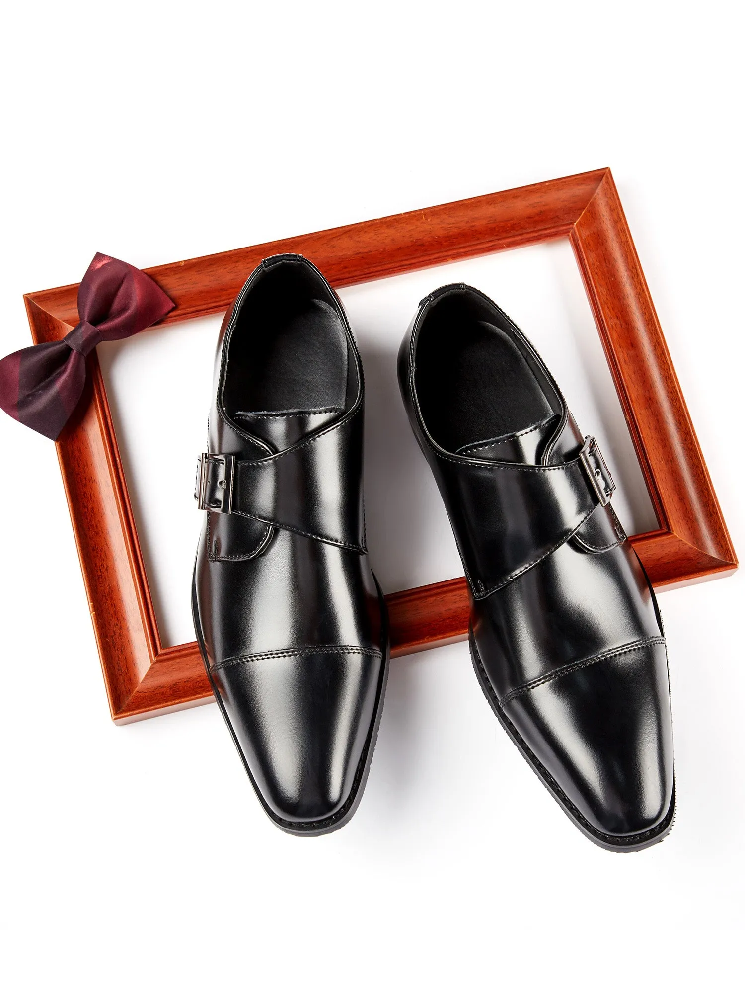 Cap Toe Monk Strap Formal Leather Shoes