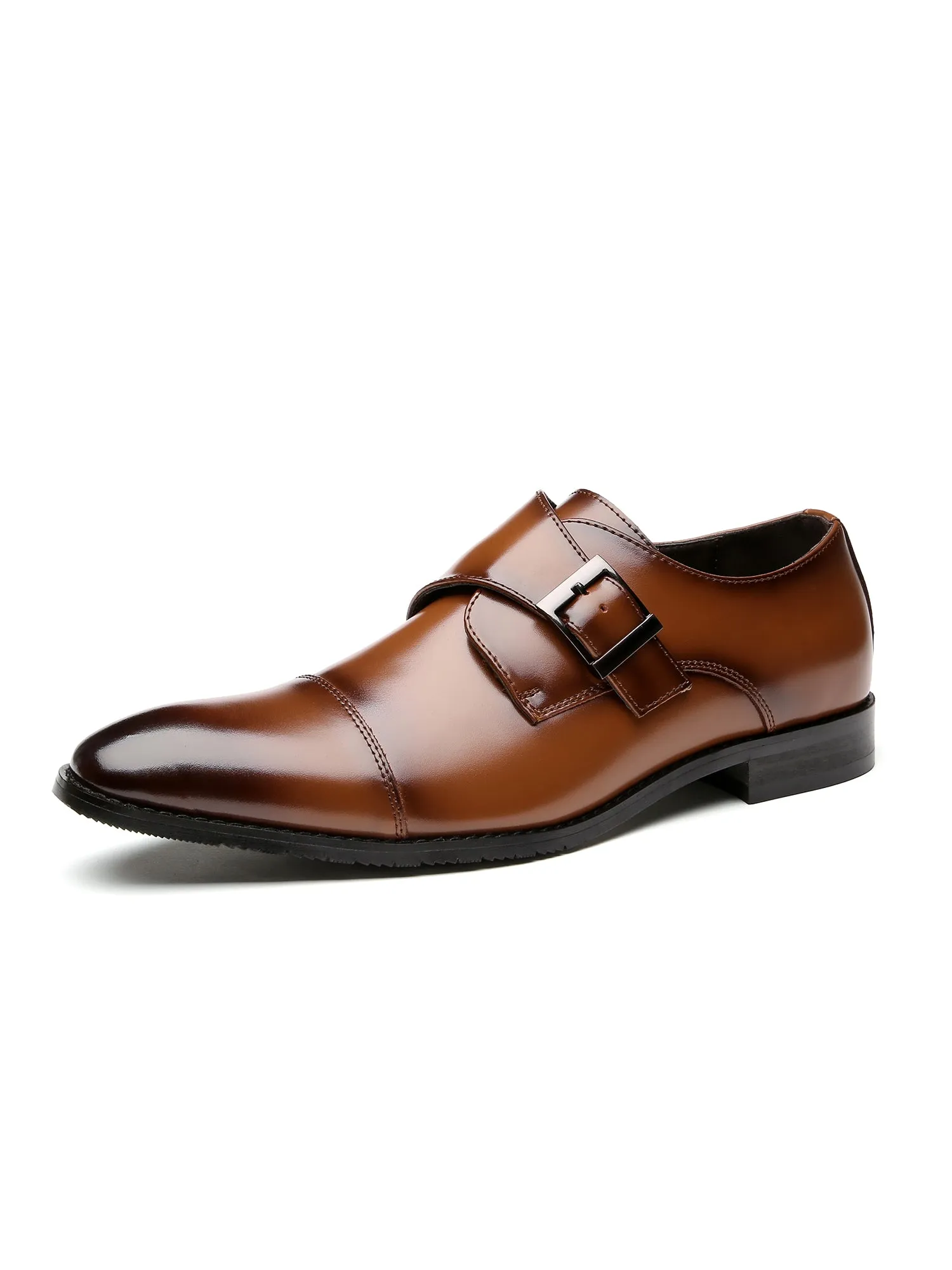 Cap Toe Monk Strap Formal Leather Shoes