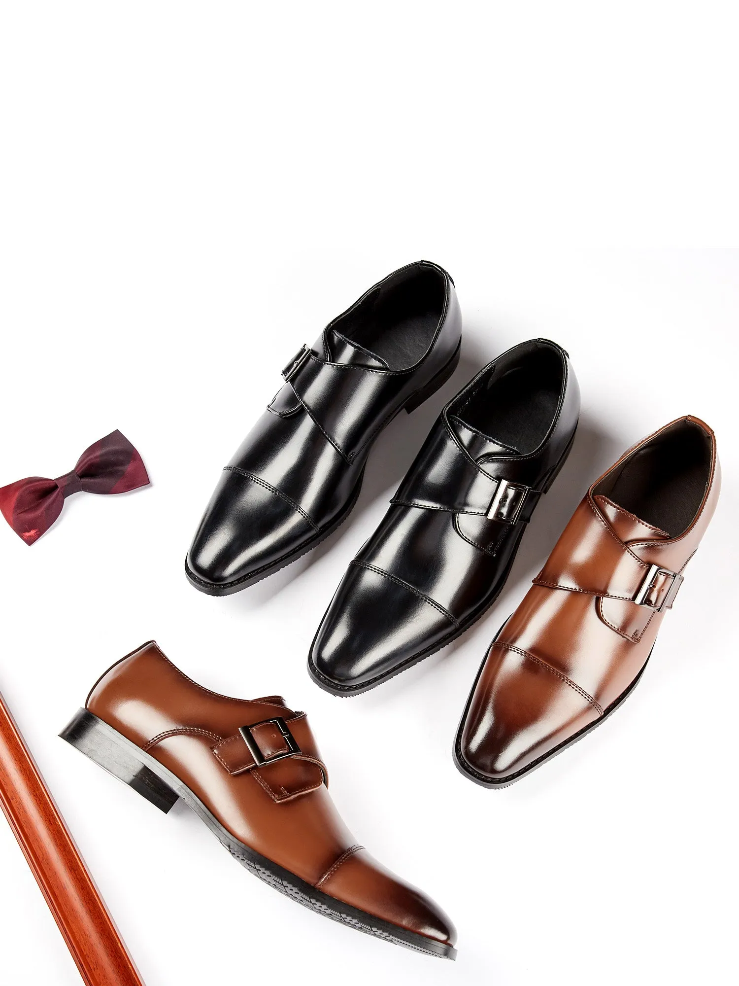 Cap Toe Monk Strap Formal Leather Shoes