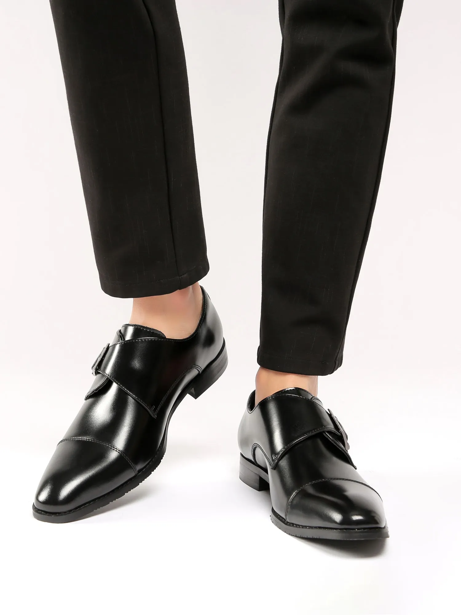 Cap Toe Monk Strap Formal Leather Shoes