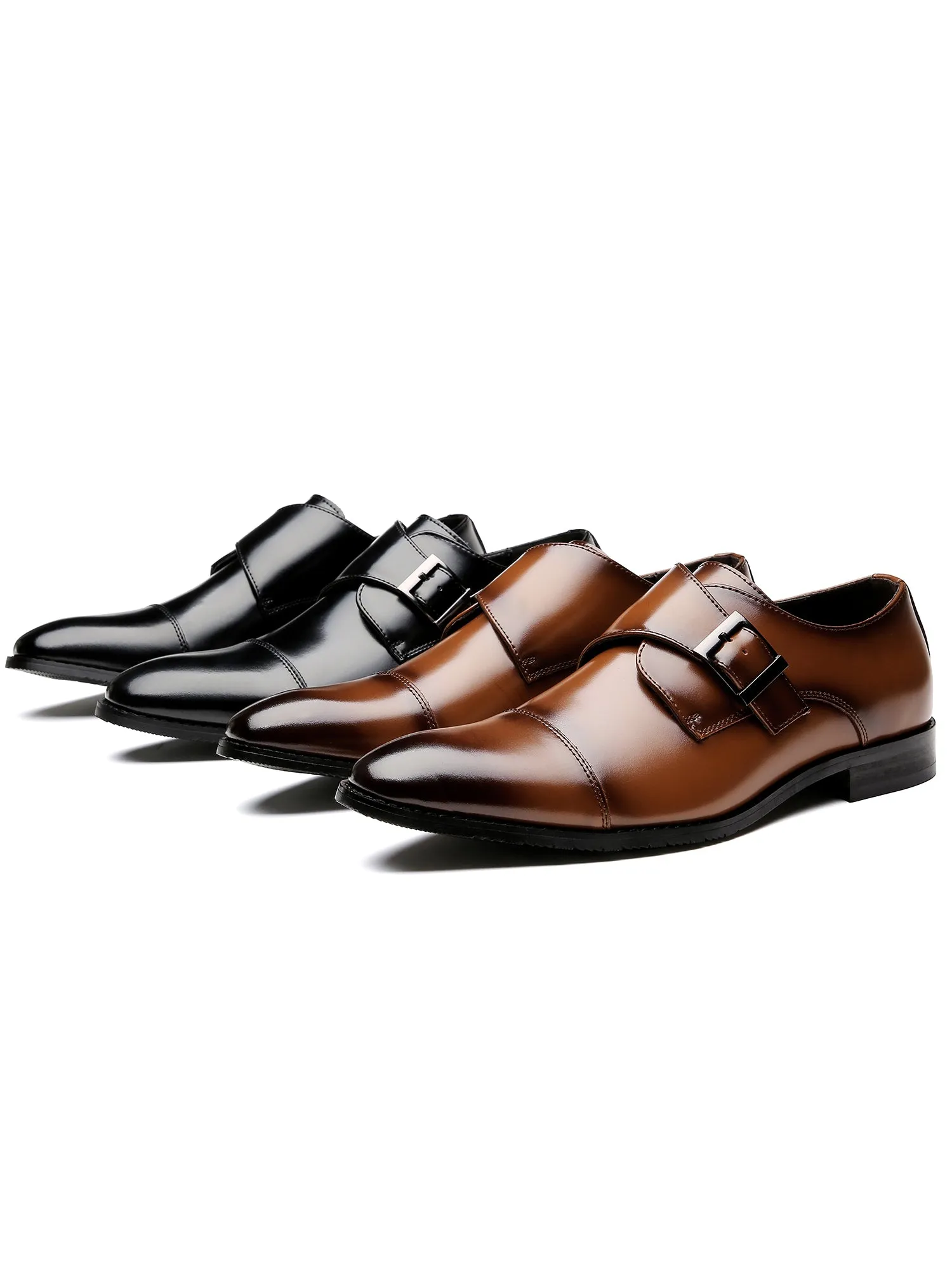 Cap Toe Monk Strap Formal Leather Shoes