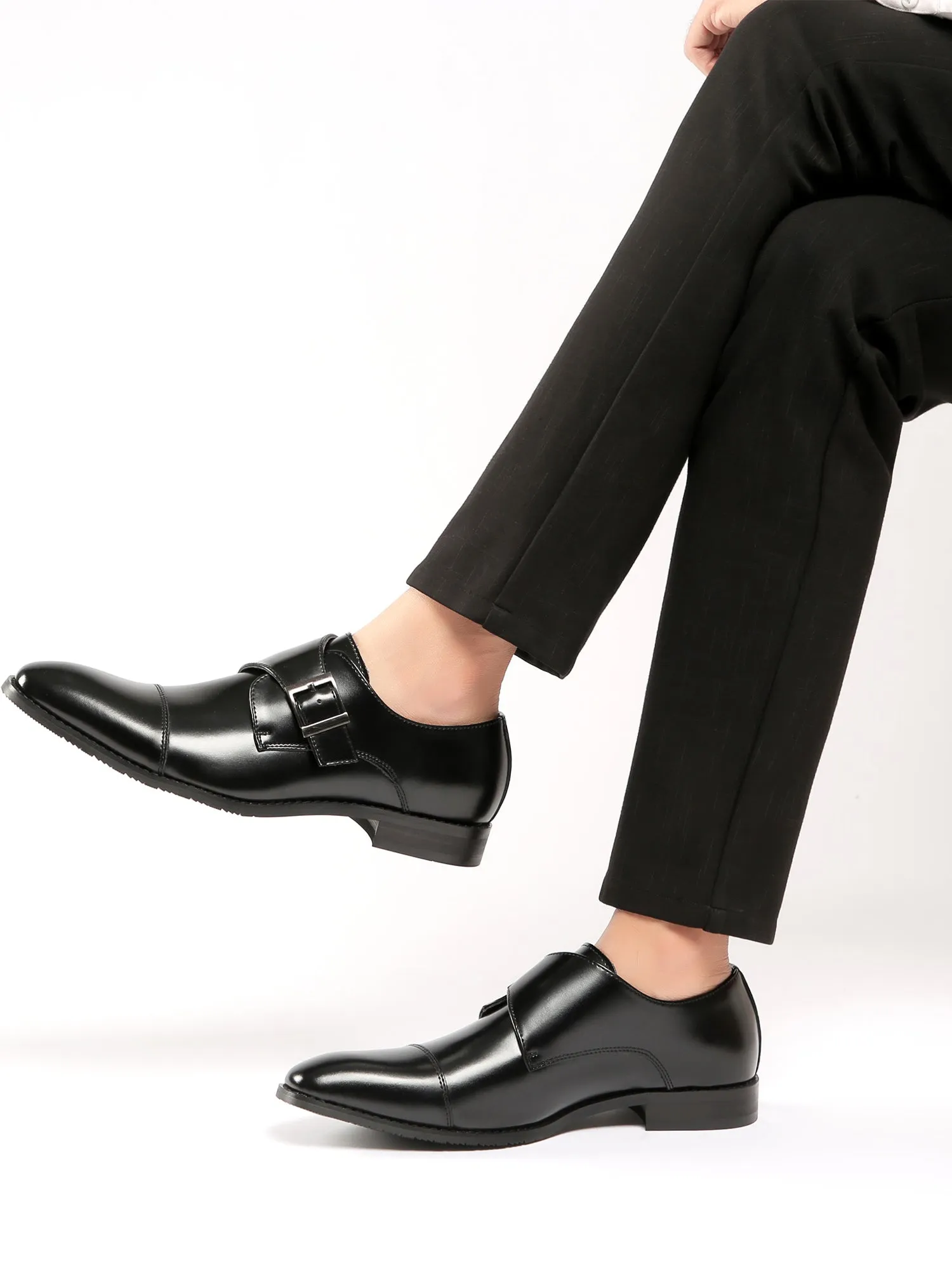 Cap Toe Monk Strap Formal Leather Shoes