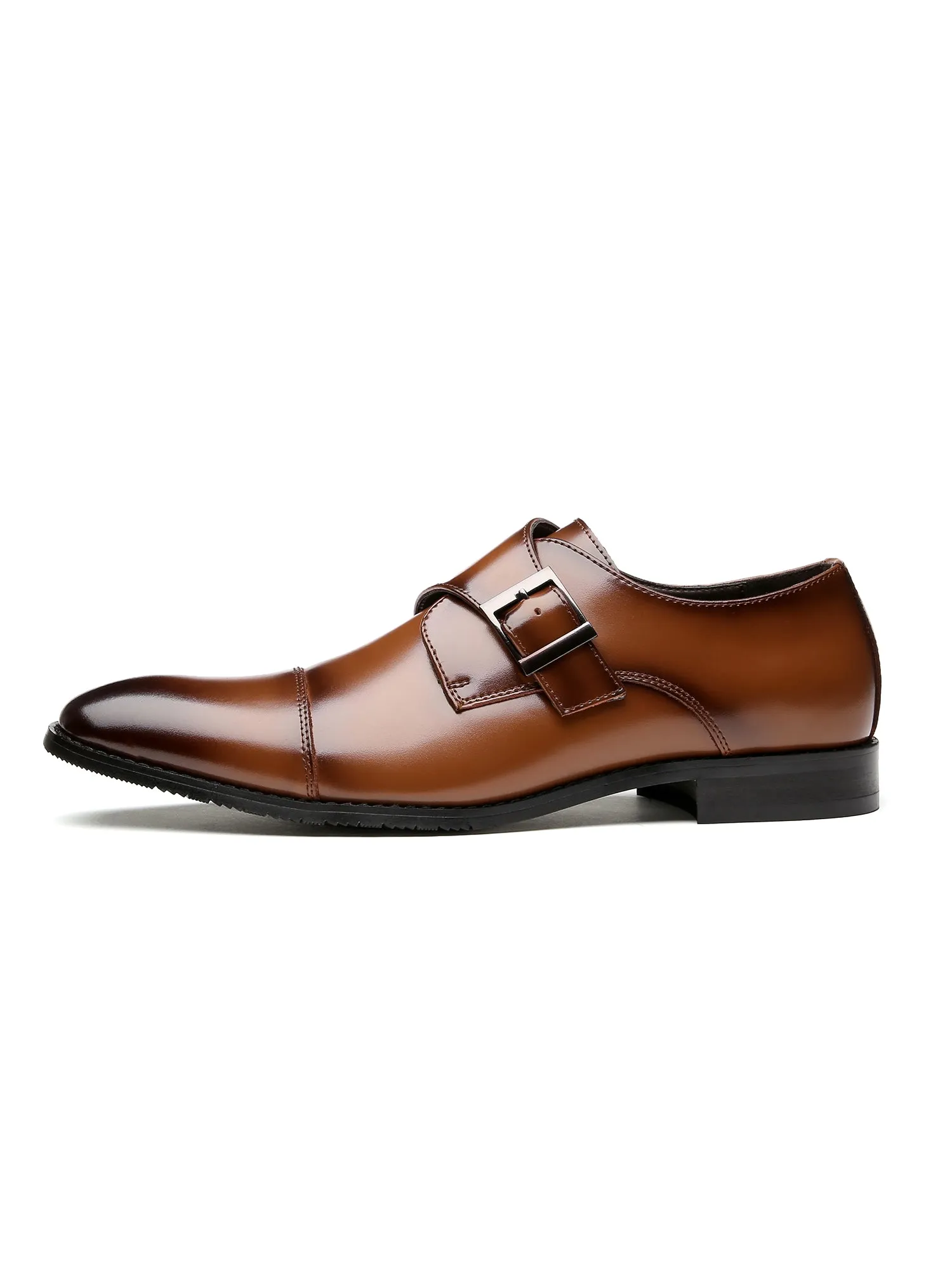 Cap Toe Monk Strap Formal Leather Shoes