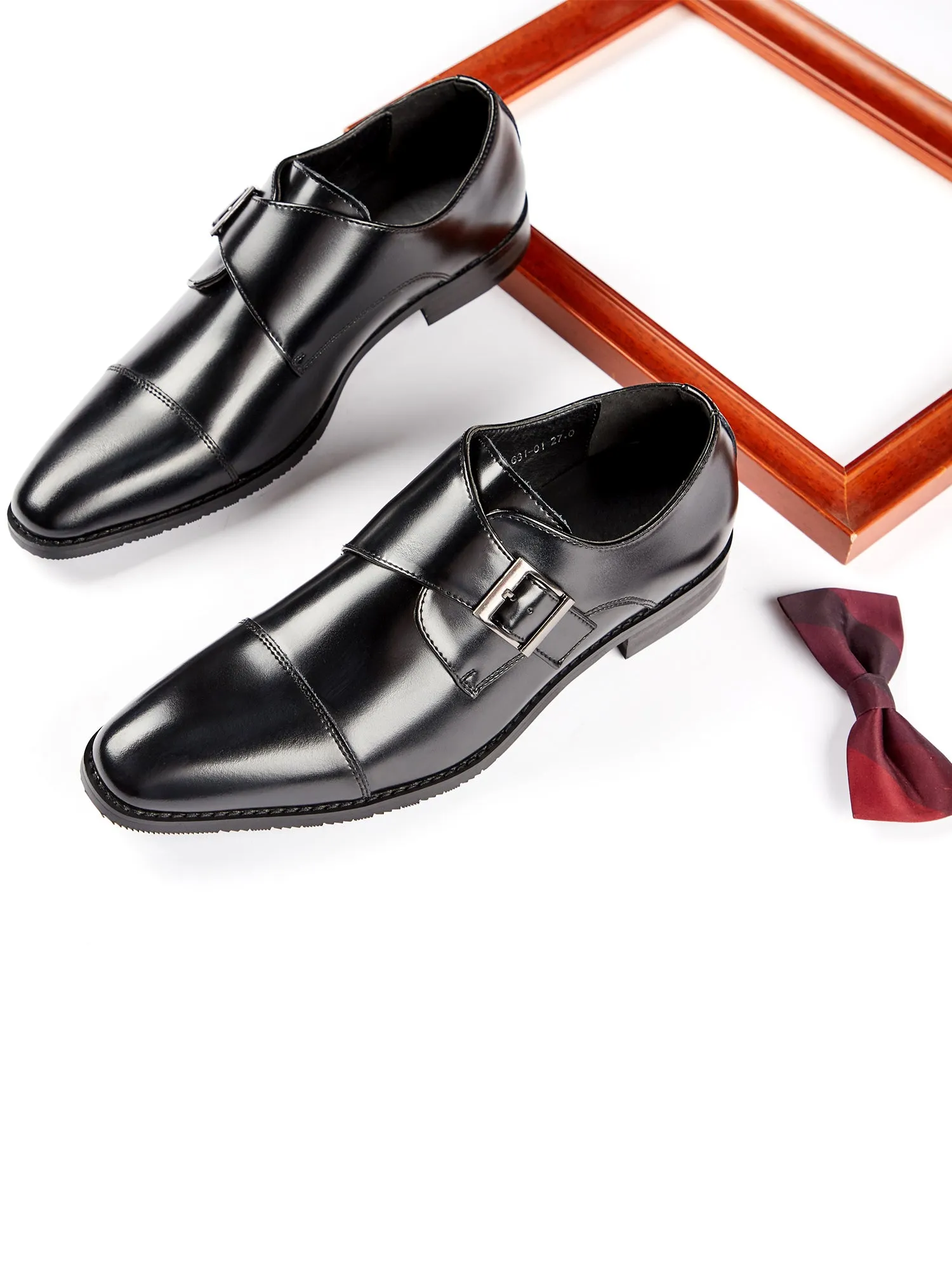 Cap Toe Monk Strap Formal Leather Shoes