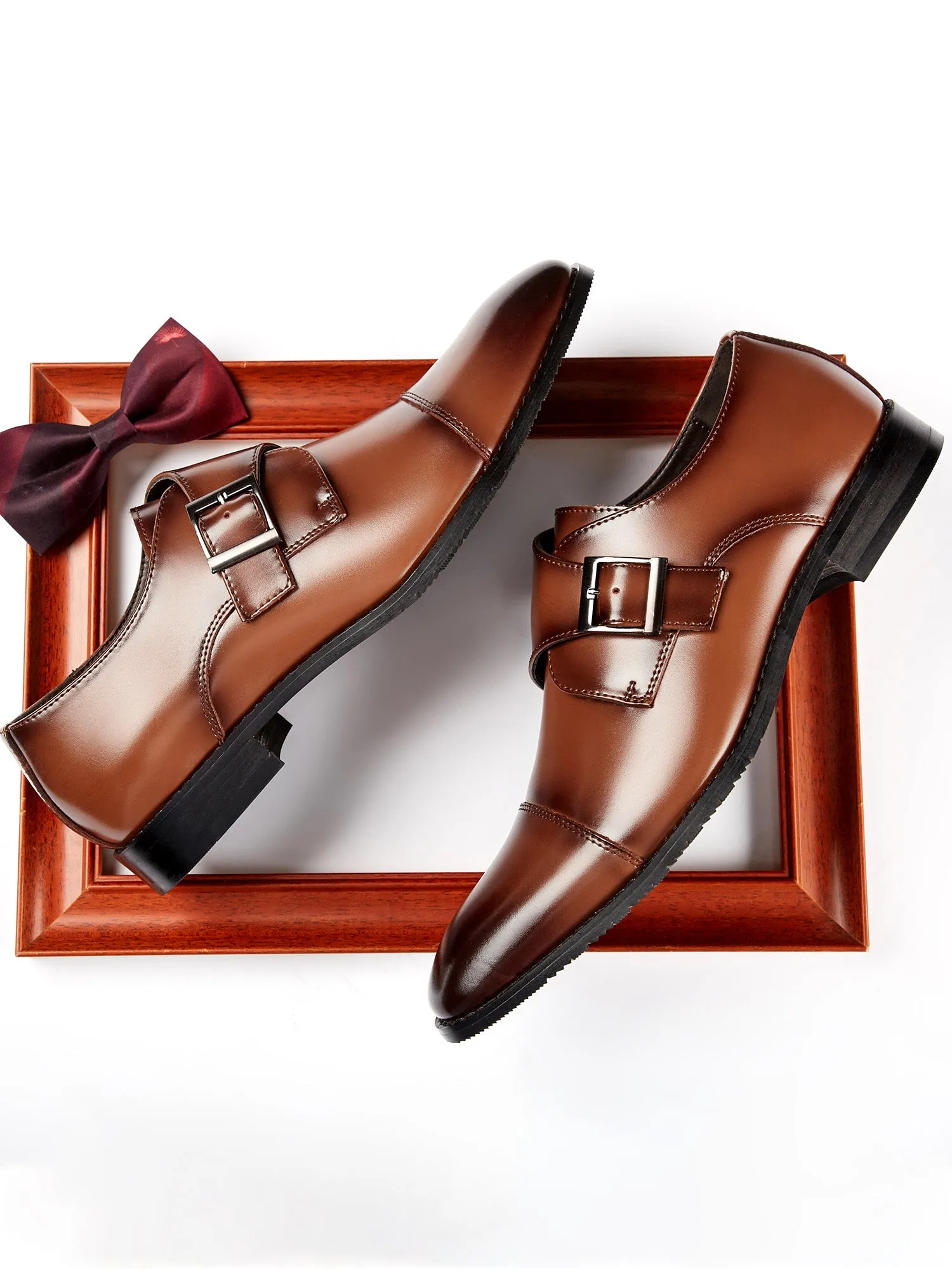 Cap Toe Monk Strap Formal Leather Shoes