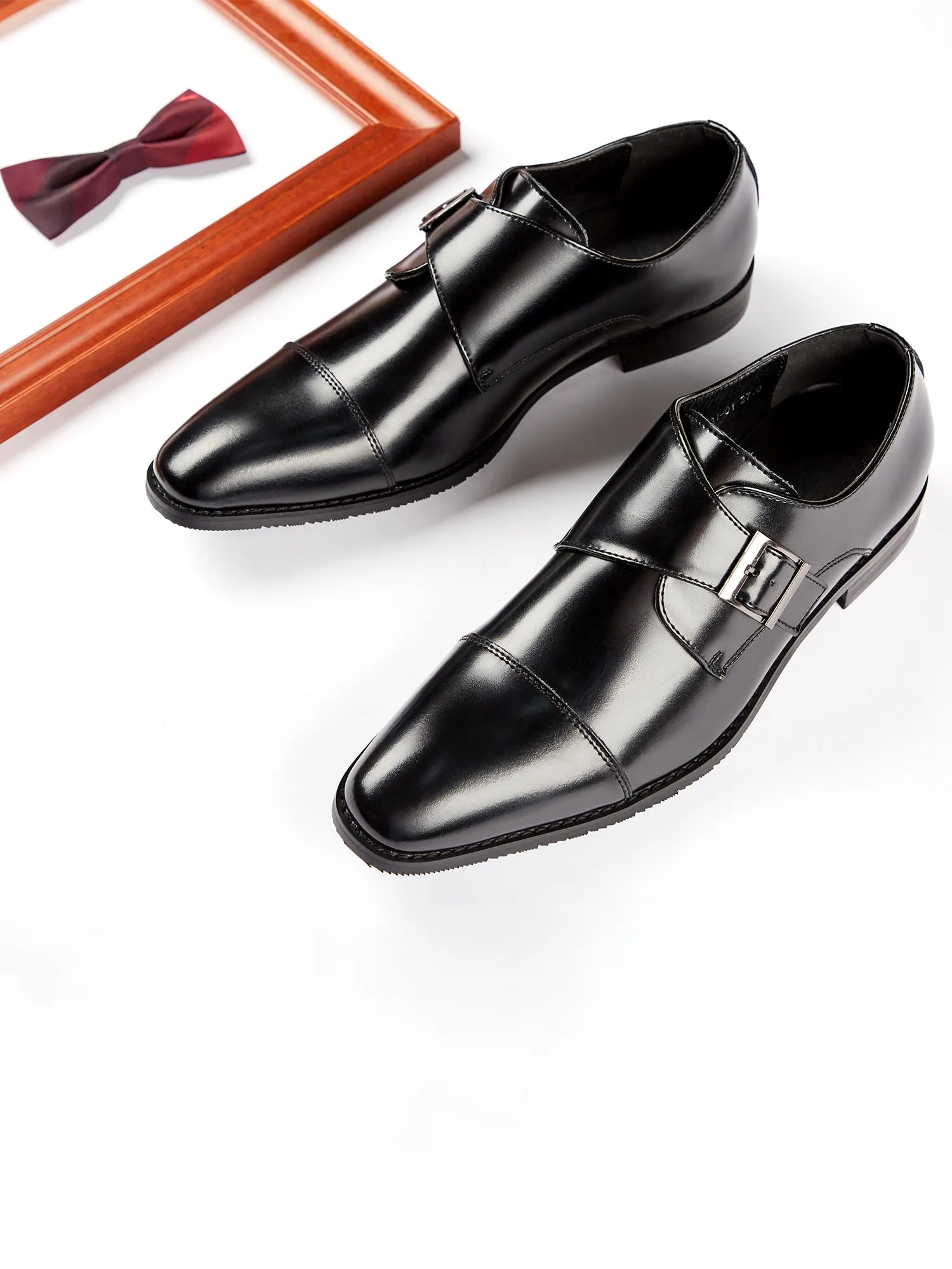 Cap Toe Monk Strap Formal Leather Shoes