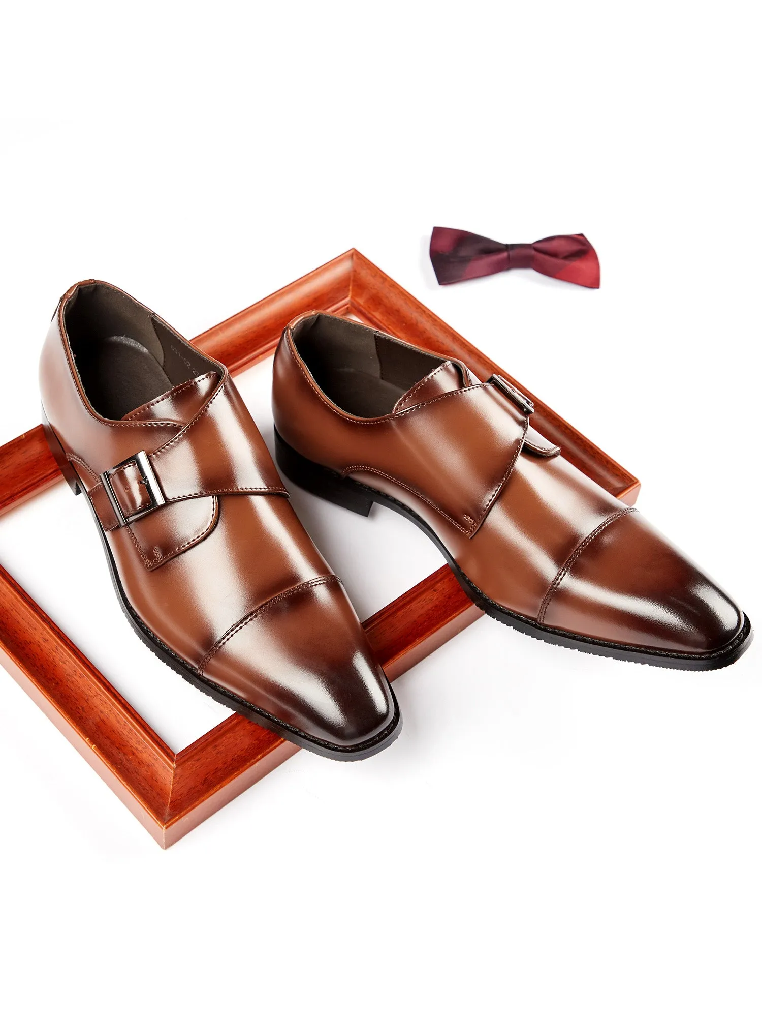 Cap Toe Monk Strap Formal Leather Shoes