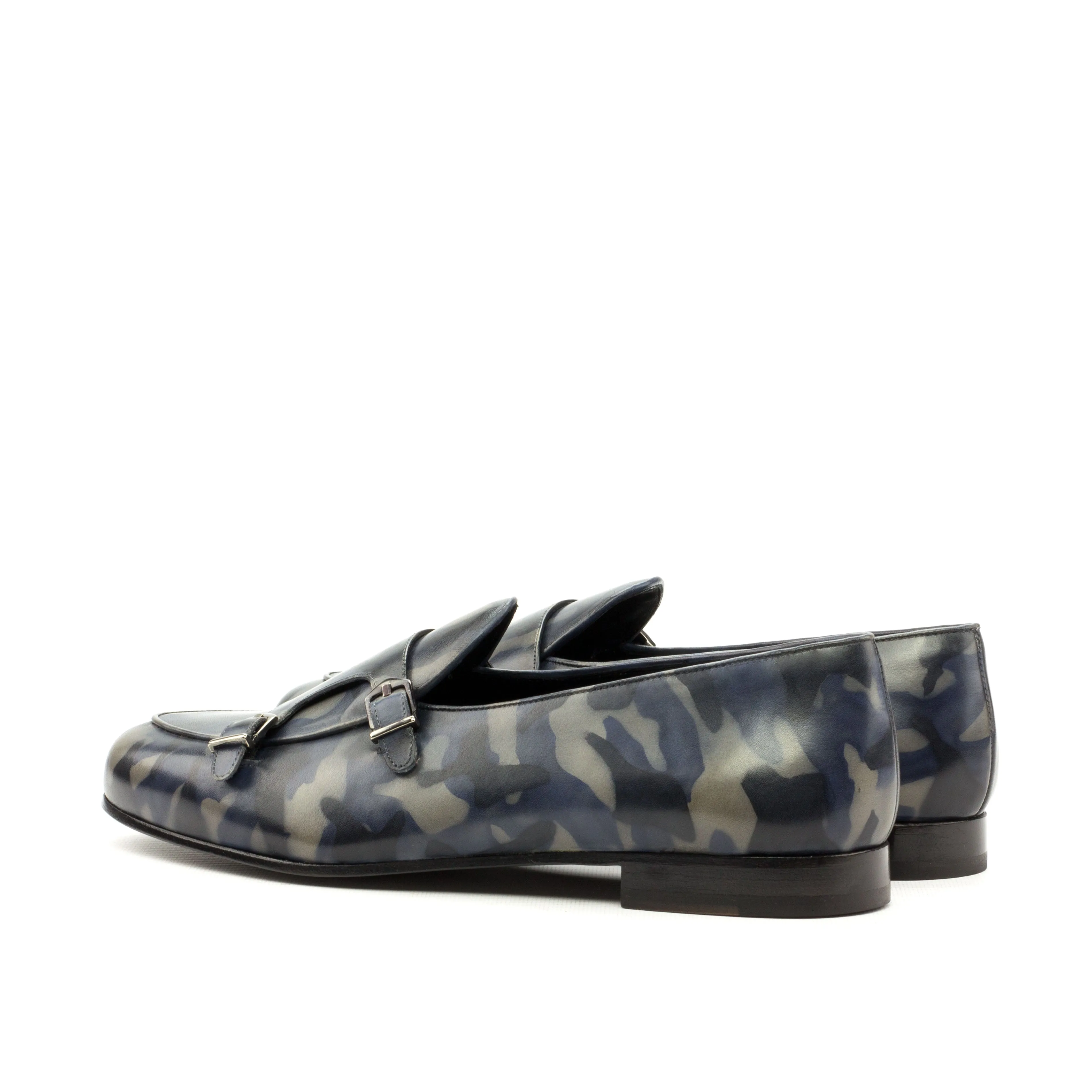 DapperFam Rialto in Denim Men's Hand-Painted Patina Monk Slipper