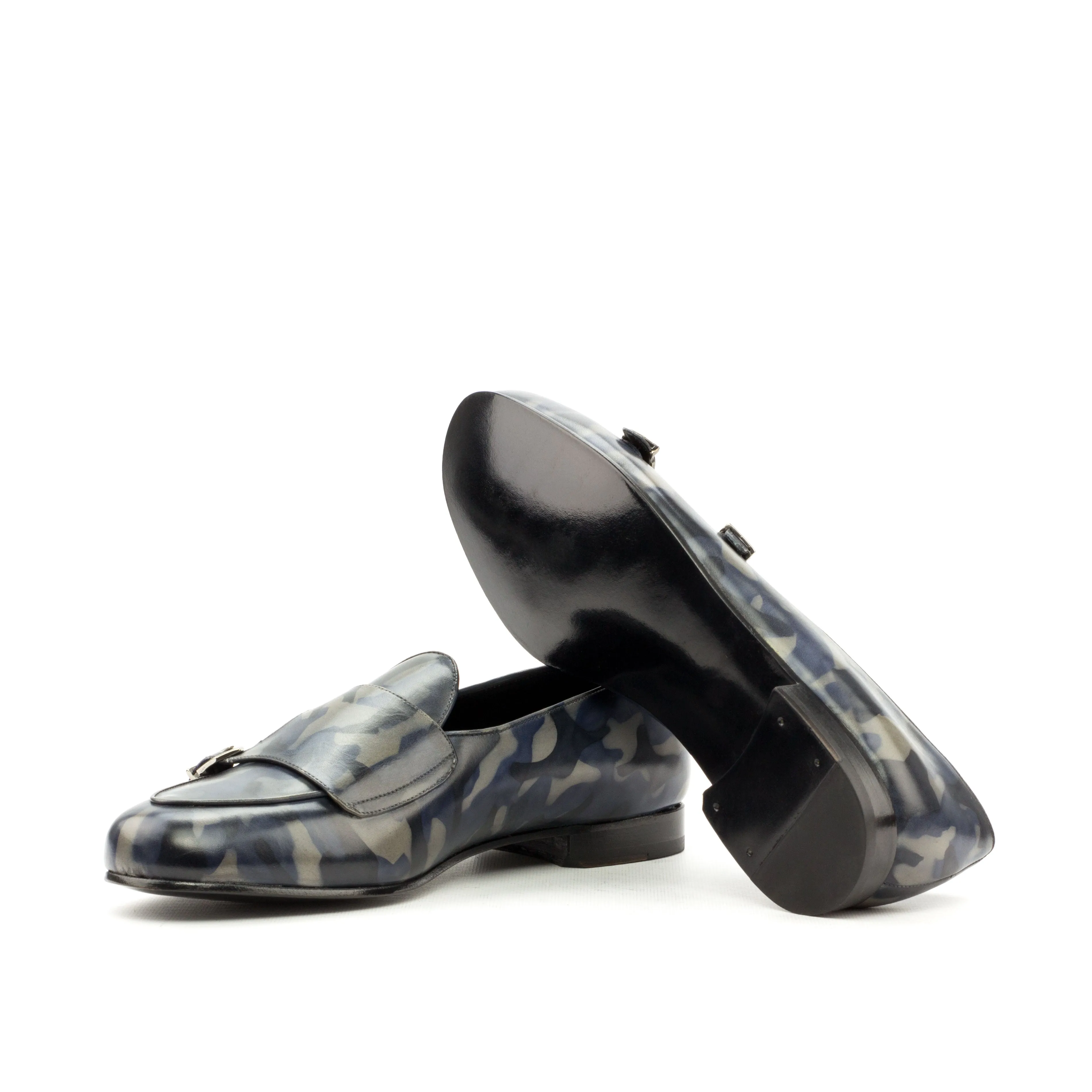 DapperFam Rialto in Denim Men's Hand-Painted Patina Monk Slipper