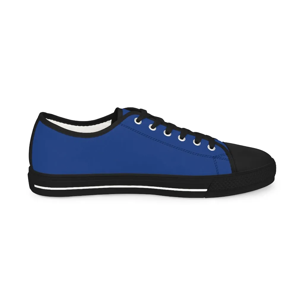 Dark Blue Color Men's Sneakers, Best Solid Dark Blue Color Men's Low Top Sneakers Tennis Canvas Shoes (US Size: 5-14)