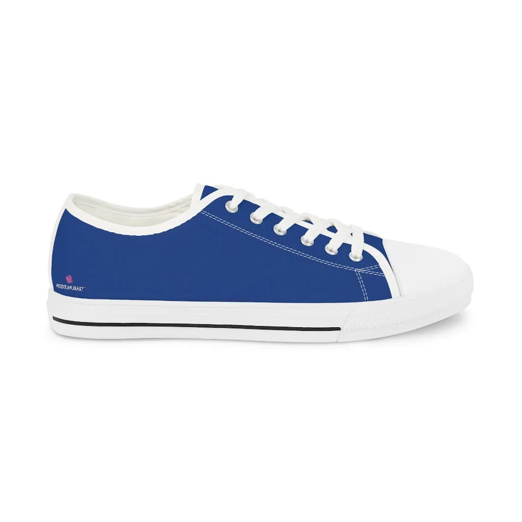 Dark Blue Color Men's Sneakers, Best Solid Dark Blue Color Men's Low Top Sneakers Tennis Canvas Shoes (US Size: 5-14)