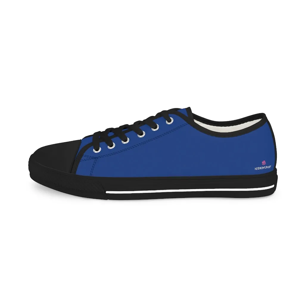 Dark Blue Color Men's Sneakers, Best Solid Dark Blue Color Men's Low Top Sneakers Tennis Canvas Shoes (US Size: 5-14)