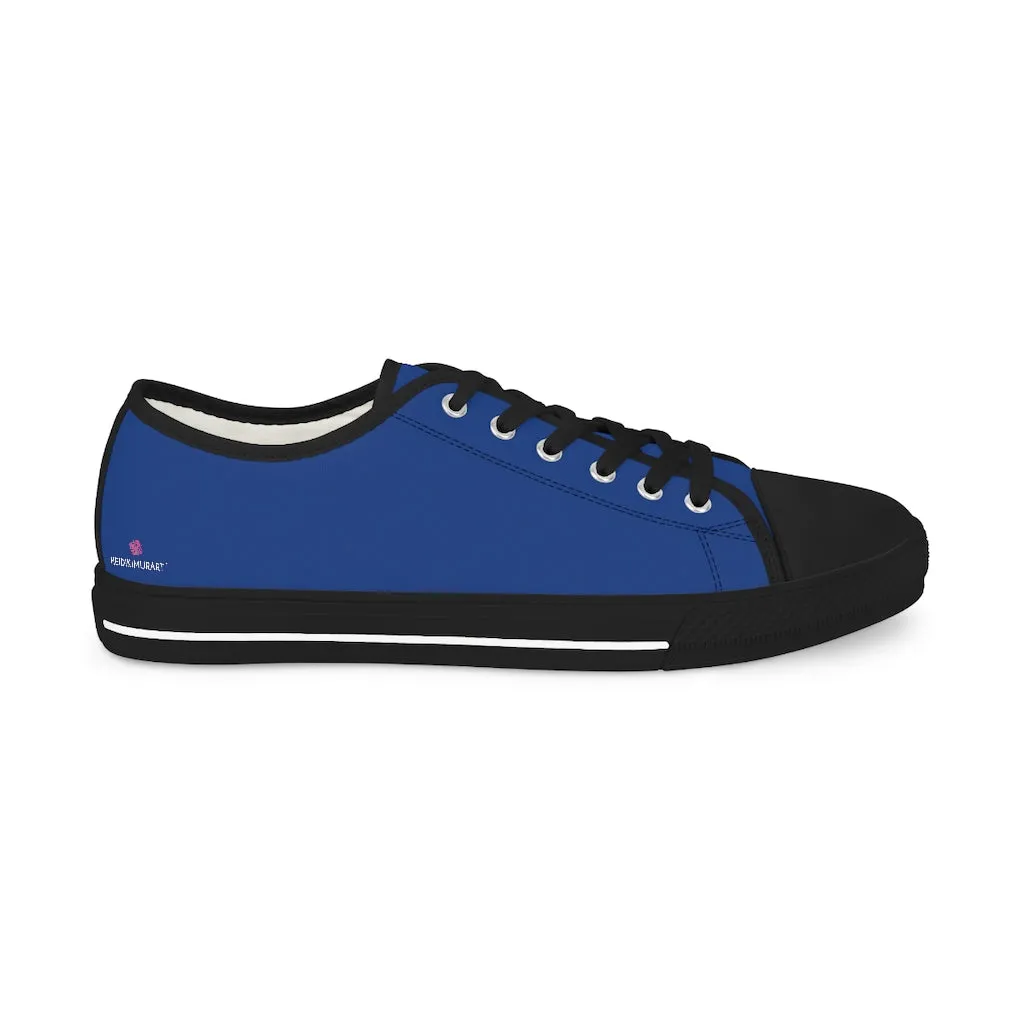 Dark Blue Color Men's Sneakers, Best Solid Dark Blue Color Men's Low Top Sneakers Tennis Canvas Shoes (US Size: 5-14)