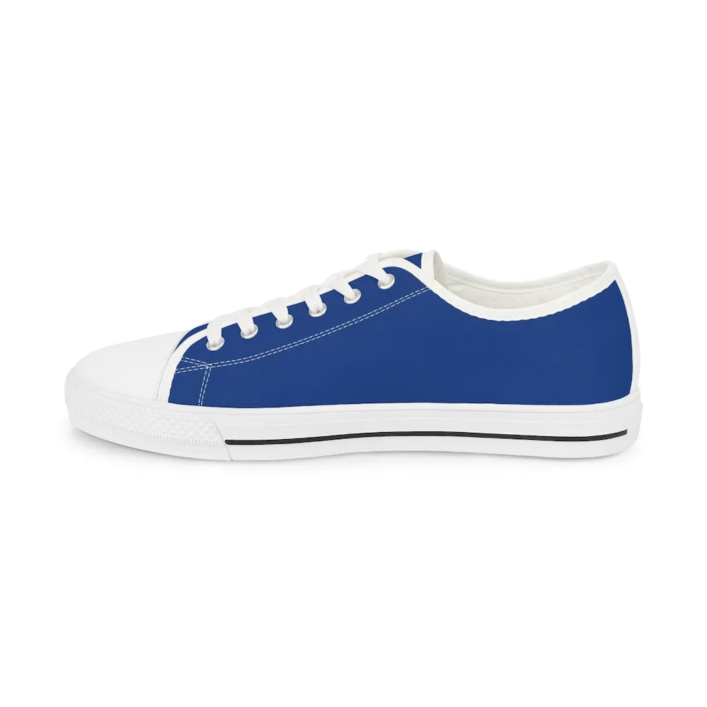 Dark Blue Color Men's Sneakers, Best Solid Dark Blue Color Men's Low Top Sneakers Tennis Canvas Shoes (US Size: 5-14)