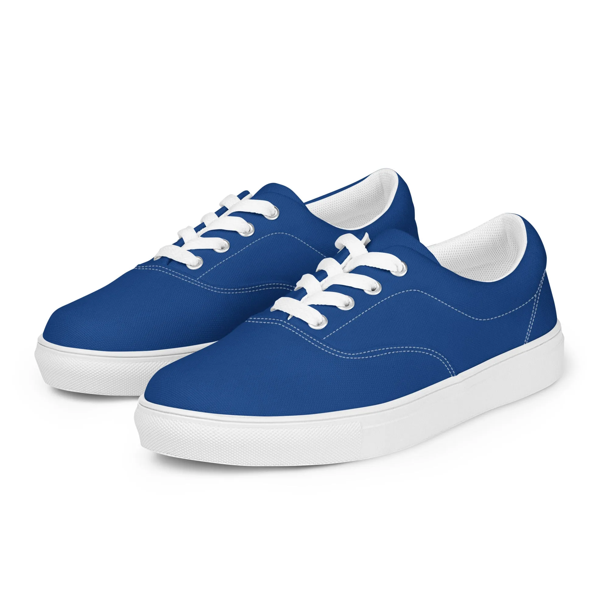 Dark Blue Men's Low Tops, Solid Dark Blue Color Best Designer Men’s Lace-up Canvas Shoes (US Size: 5-13)