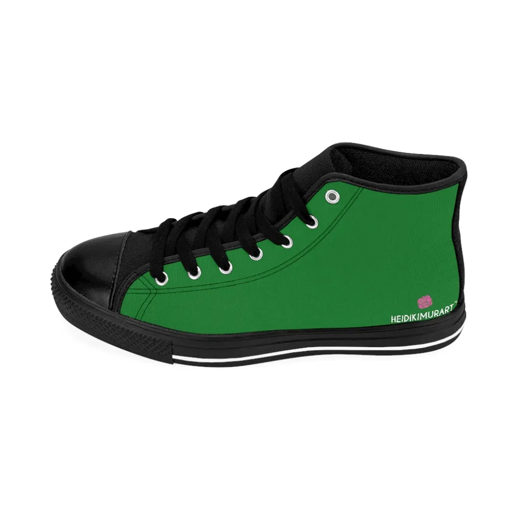 Emerald Green Ladies' High Tops, Solid Green Color Best Women's High Top Sneakers Canvas Tennis Shoes