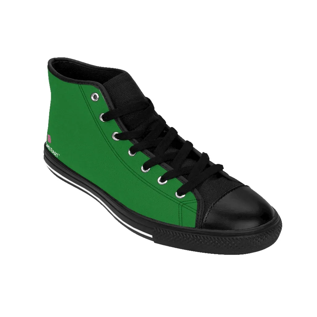 Emerald Green Ladies' High Tops, Solid Green Color Best Women's High Top Sneakers Canvas Tennis Shoes