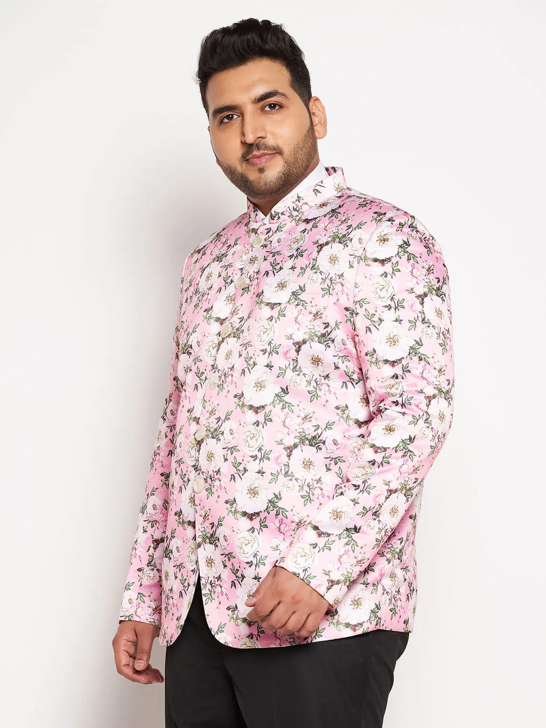 Jashvi Plus Size Men's pink Silk Blend Jodhpuri