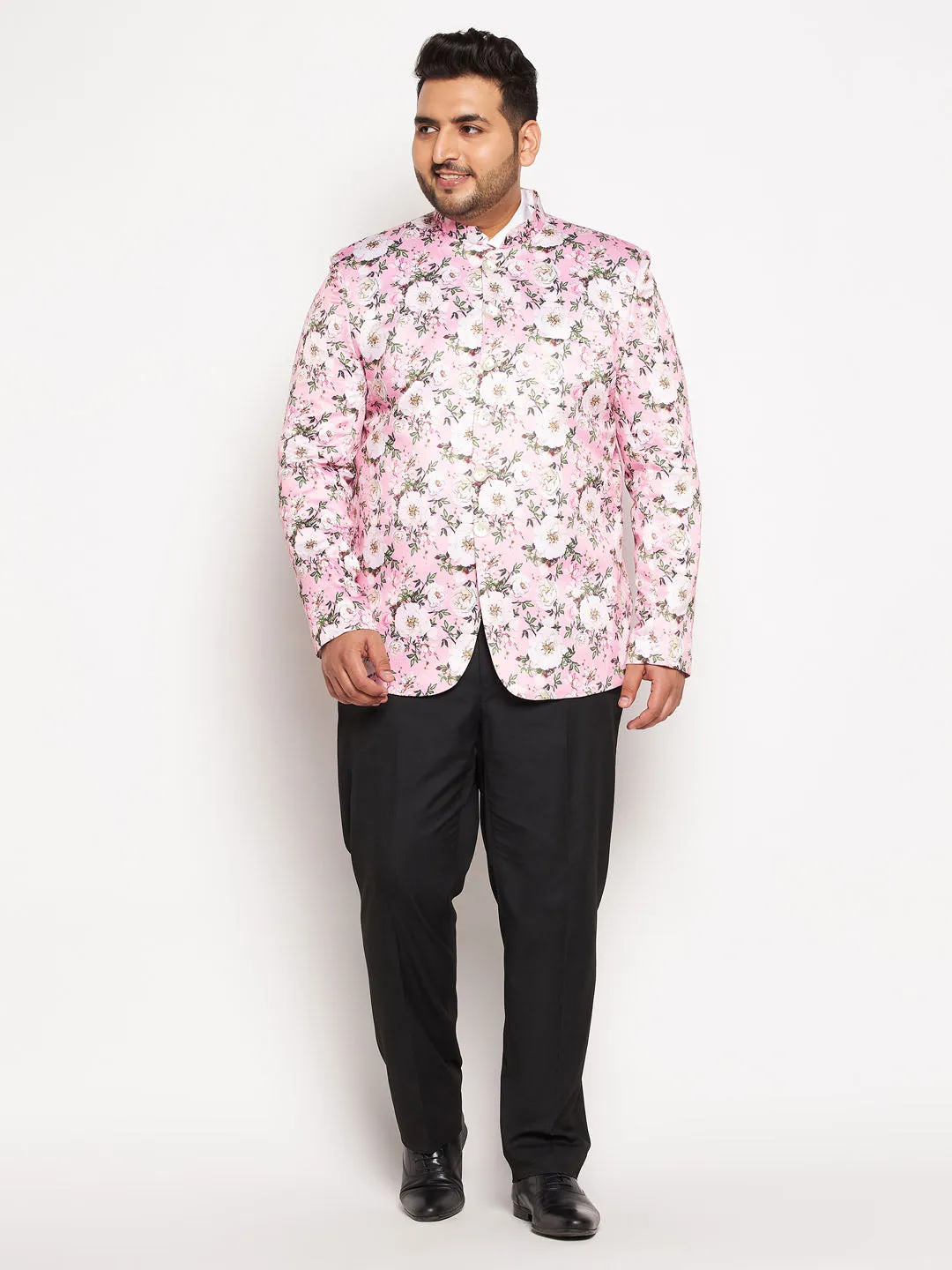 Jashvi Plus Size Men's pink Silk Blend Jodhpuri