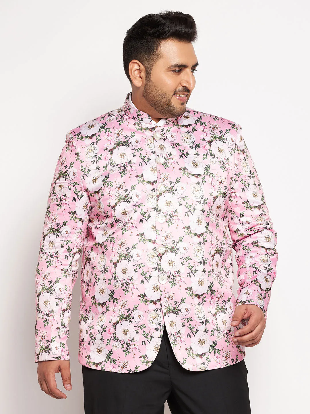 Jashvi Plus Size Men's pink Silk Blend Jodhpuri