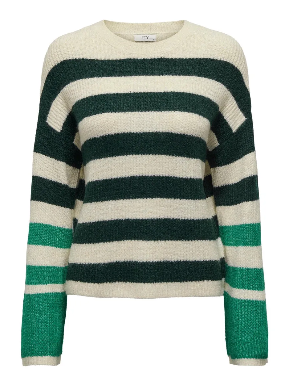 Jdydrea L/s Oneck Wide Sl Stripe Pu - Groen Dessin