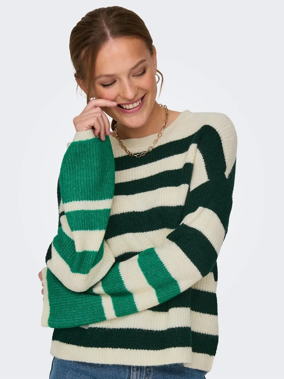 Jdydrea L/s Oneck Wide Sl Stripe Pu - Groen Dessin