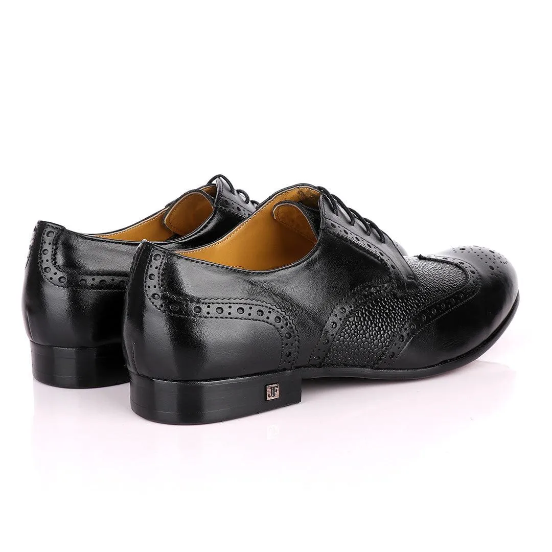 John Foster Black Half Croc Oxford Brogues Shoe