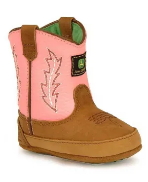 Johnny Popper Pink and Tan Crib Boots