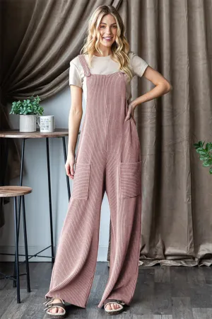 Joly Size-Inclusive Ribbed Front Pocket Sleeveless Heimish  Jumpsuit