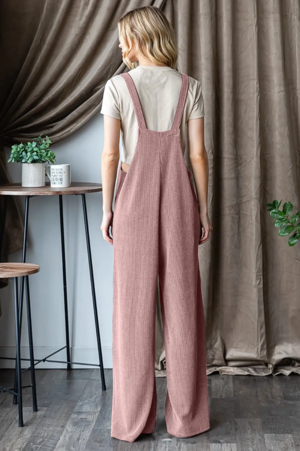 Joly Size-Inclusive Ribbed Front Pocket Sleeveless Heimish  Jumpsuit